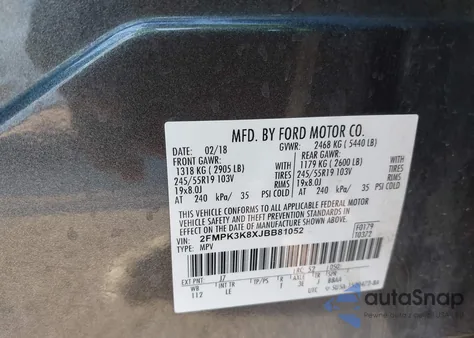 2018 Ford Edge Titanium из США, поврежденный, VIN 2FMPK3K8XJBB81052